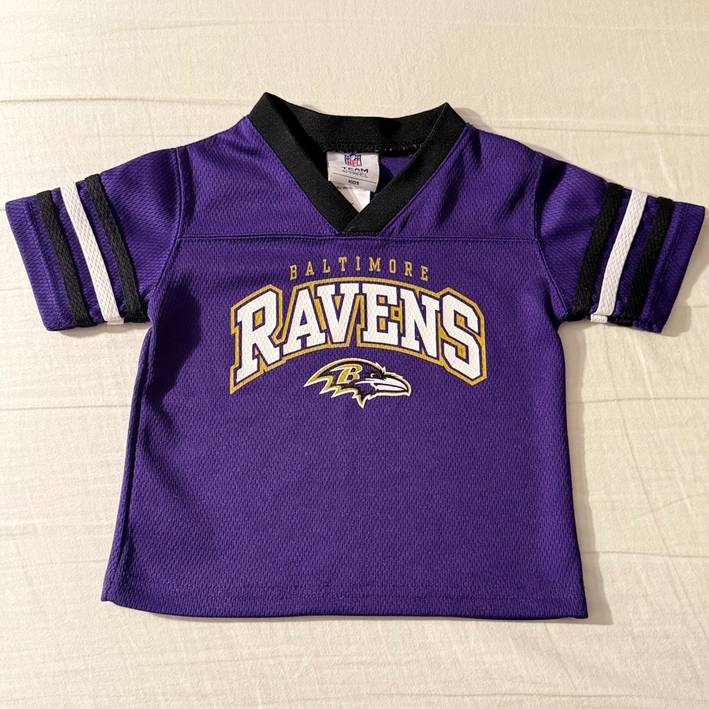 NFL Team Apparel Baltimore Ravens Kids Purple Mesh Jersey Size 2T Short Sleeve